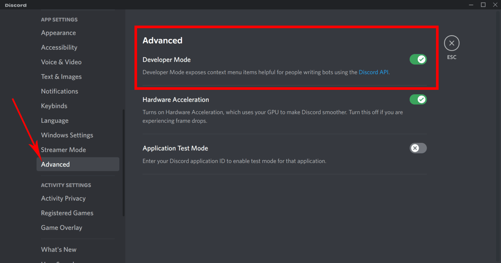 discord developer mode