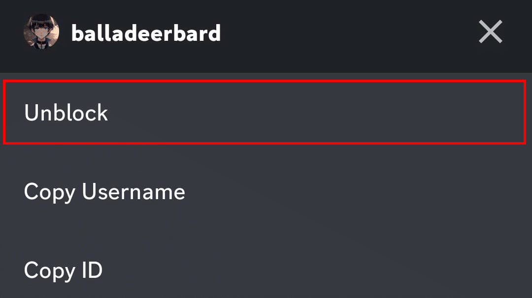 Unblock on Discord mobile
